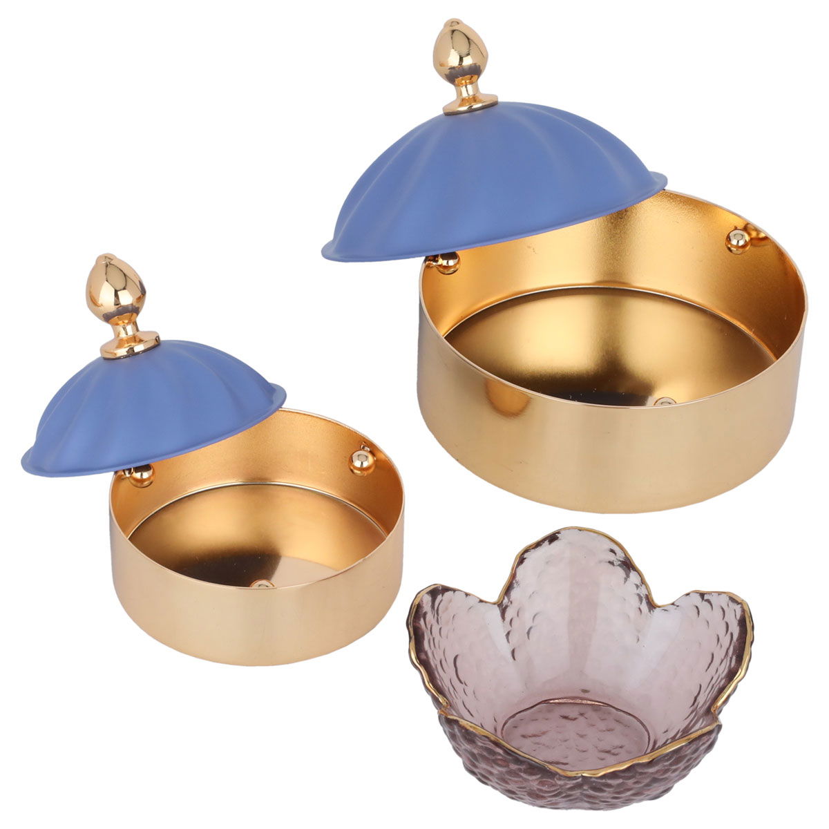 Toferia set with 2 dates with a light blue lid and a steel Alsaif Gallery bowl, 4 pieces - blue product image 3