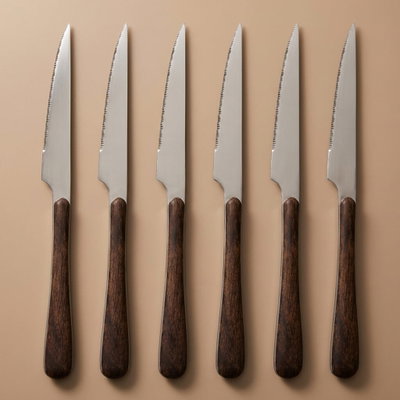 طقم سكاكين ستانلس استيل السيف غاليري، 6 قطع - فضي خشبي product image 3