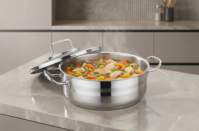 Korkmaz Astra 2 Stainless Steel Pot with Lid, 6 Liters, 28 cm - Silver product image 5