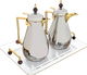 Al Saif Gallery Crystal Thermos Set, 1/0.7 liter, tofaria, thermal glass inner container, steel outer shell - silver product image 1