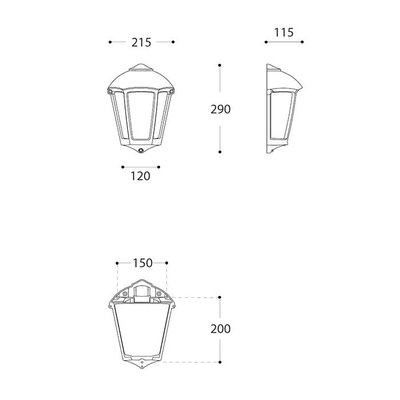 Outdoor wall light, made of durable resin plastic, E27 bulb base, 20 x 15 cm - Black product image 3