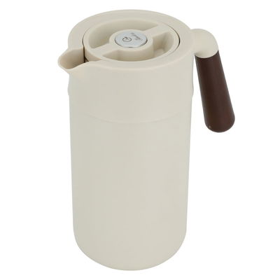 Timeless Tara Thermos, 1.2 litres, wooden handle, compressor, steel inner container, steel outer shell - beige product image 1