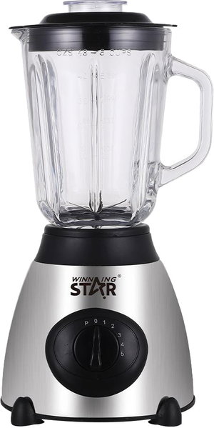 خلاط كهربائي ويننج ستار، 1.5 لتر، 350 واط، متعدد السرعات، ST-5572 - فضي اسود product image