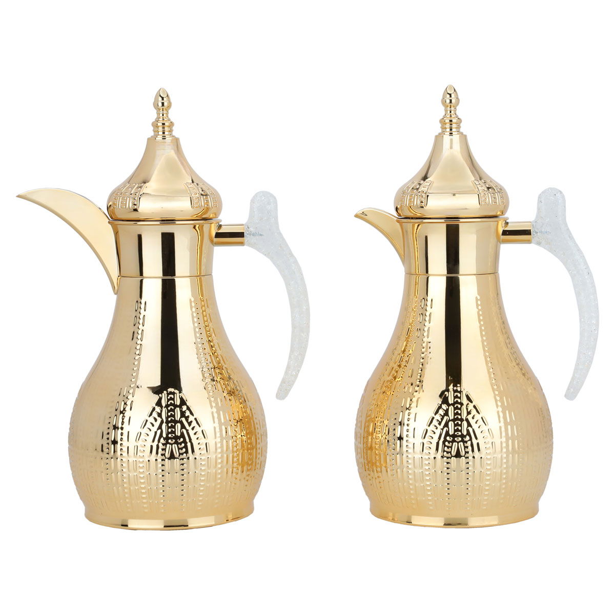 Al Saif Gallery Haila Thermos set, 1.2/1.2 litres, crystal handle, two pieces, steel inner case, steel outer case - gold product image 1