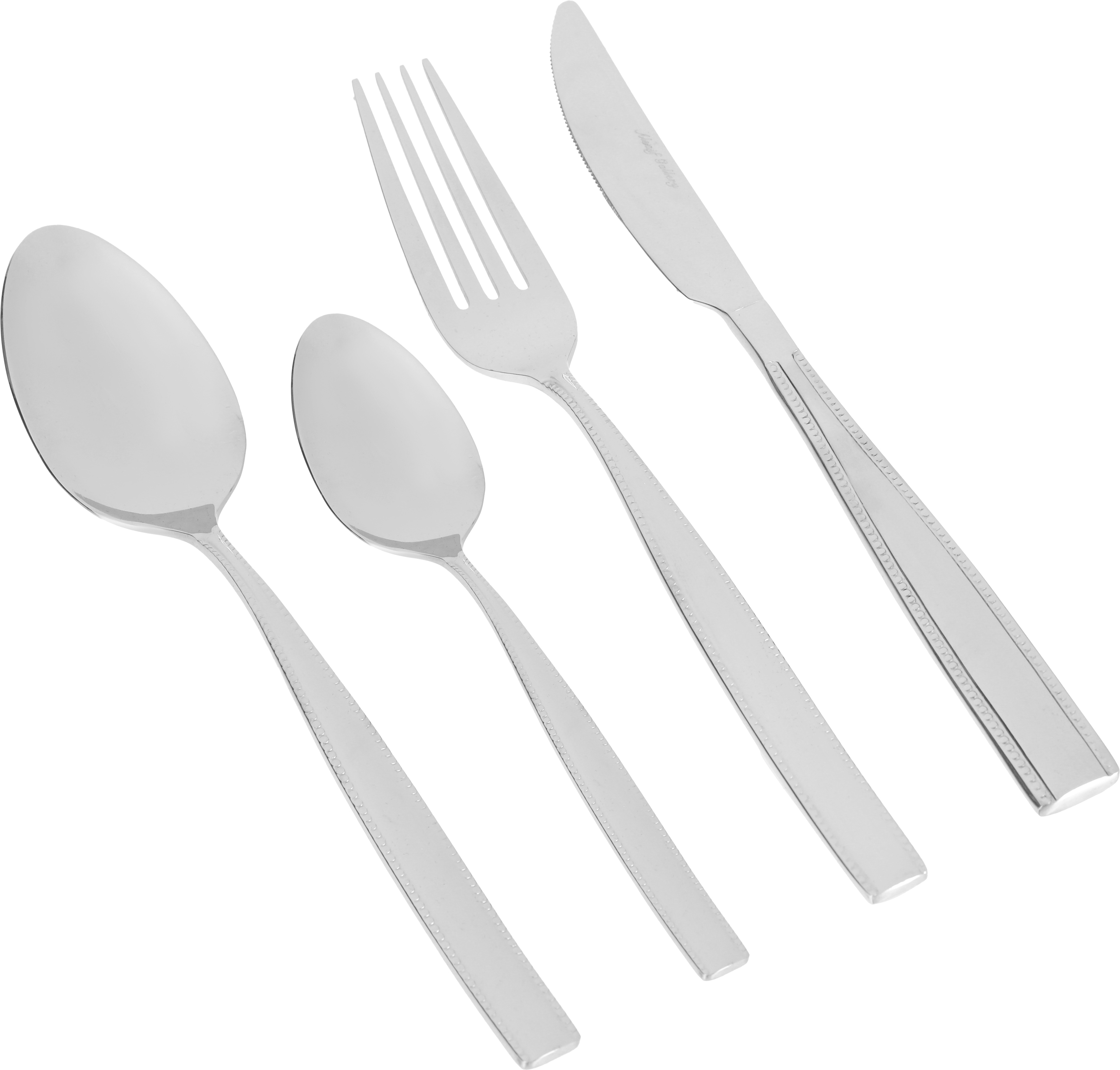 طقم ملاعق استيل السيف غاليري، 24 قطعة، حواف منقوشة - فضي product image