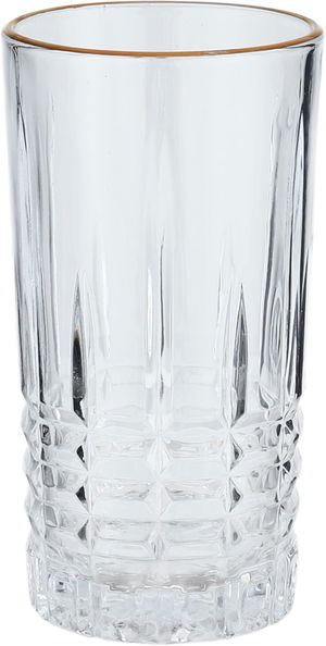A set of Al Saif Gallery glass water cups, with a golden font - transparent product image 2