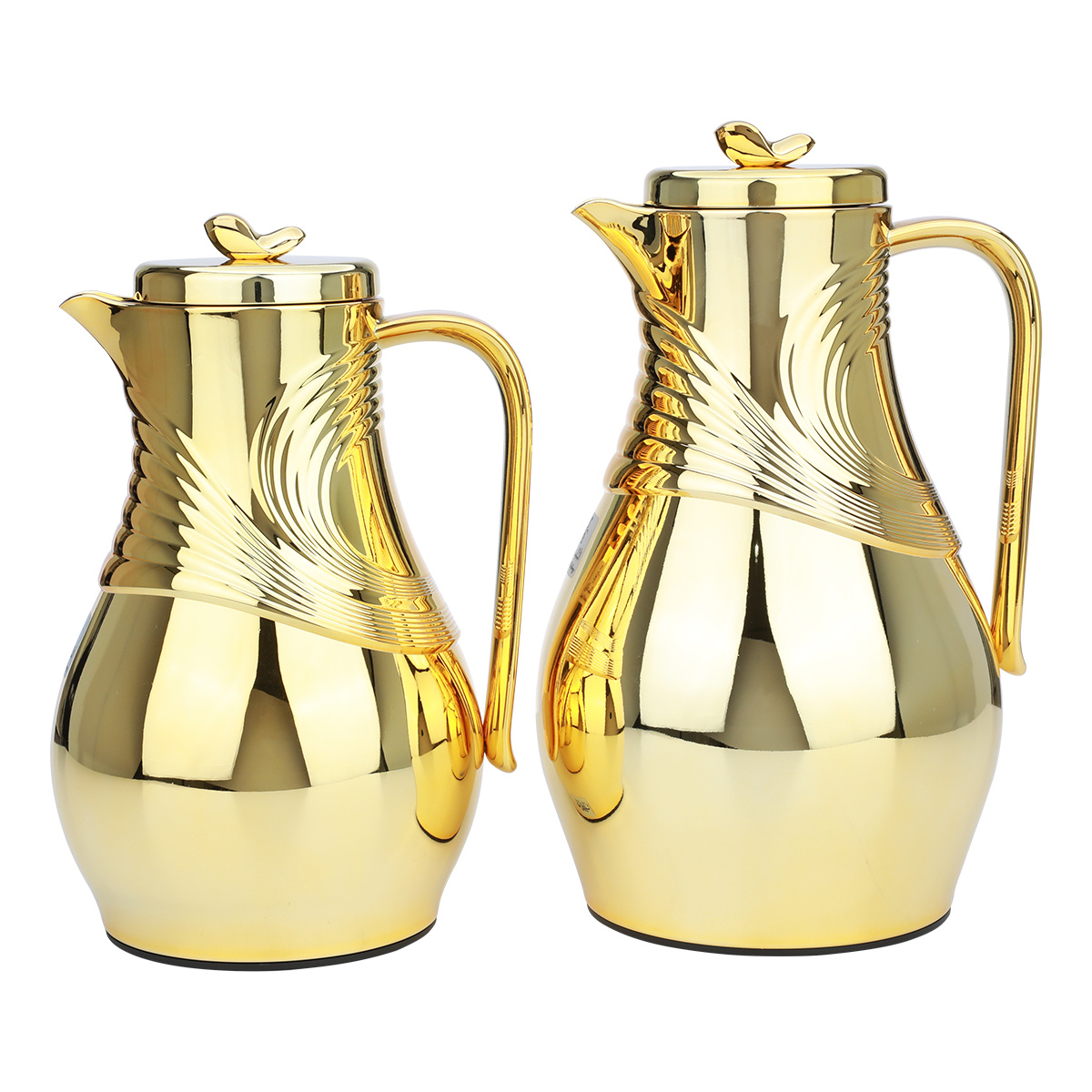 Al Saif Gallery thermos set, 0.5/1 liter, glass inner container, plastic outer shell - gold product image 1