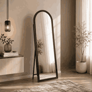 مراية ستاند زجاج، 170×60 سم، ستاند معدن، اطار خشب MDF - اسود product image