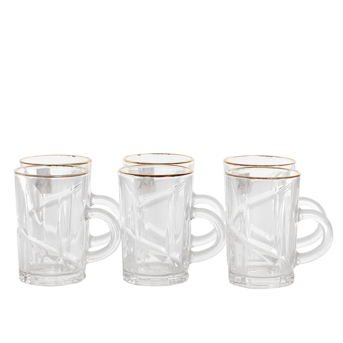 Al Saif Gallery Glass Tea Bialat Set, 6 Pieces - Clear Gold product image