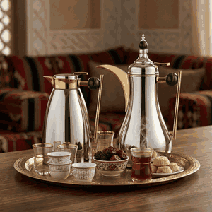 طقم ترامس ألاء السيف غاليري، 1 لتر- 0.75 لتر، 2 قطعة، حافظة داخلية زجاج حراري، هيكل خارجي استيل - فضي ذهبي product image 2