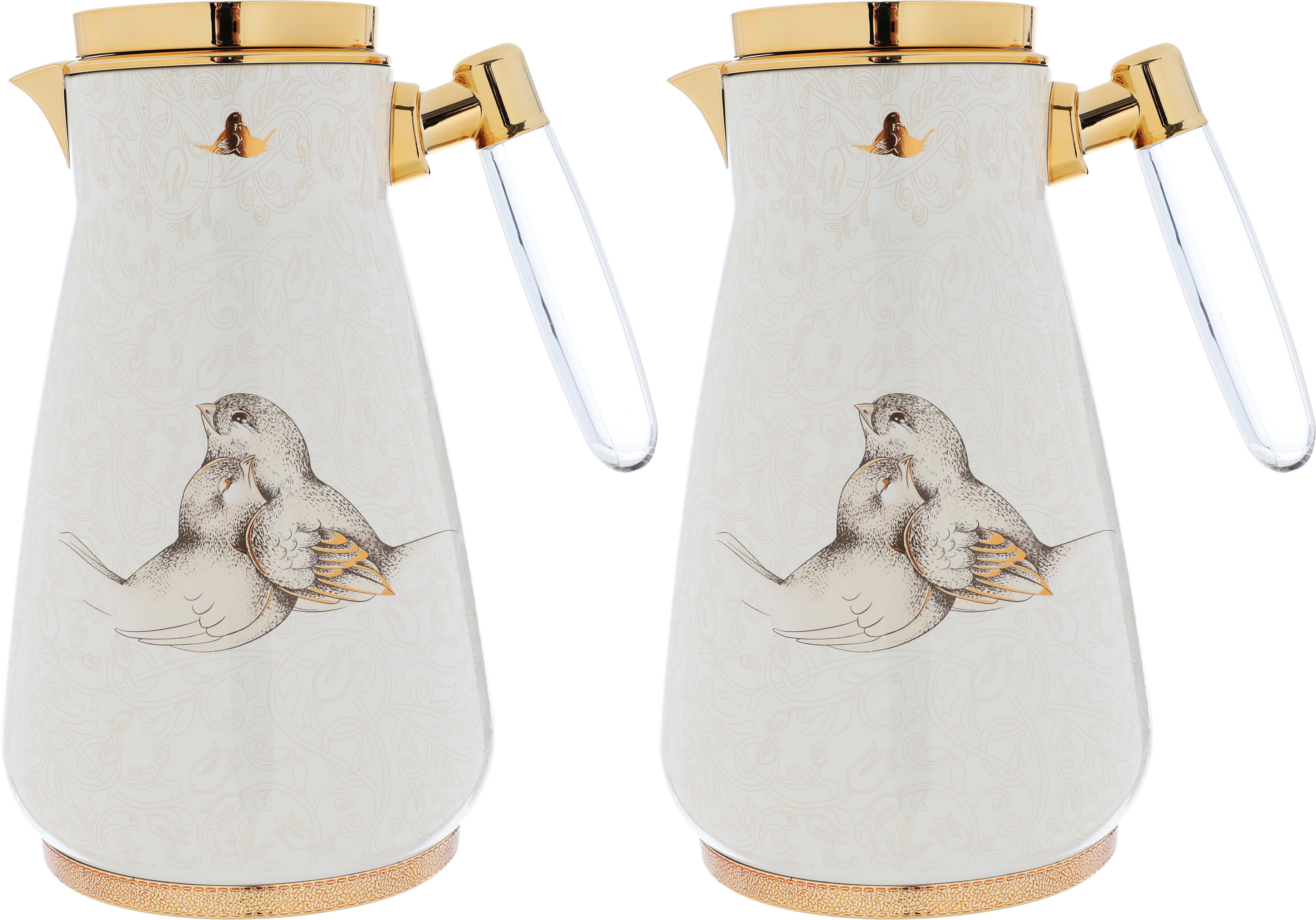 Al Saif Gallery Wiam thermos set, 0.75/1 liter, two pieces, thermal glass inner shell, stainless steel outer shell - pearl product image 1