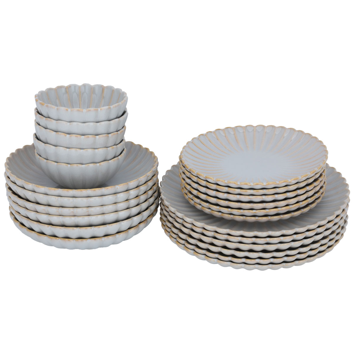 طقم سفرة بورسلان السيف غاليري، 24 قطعة، شكل زهرة - رمادي فاتح product image 2