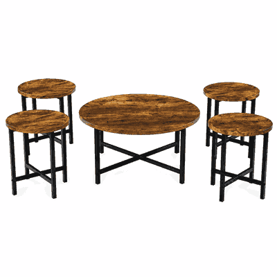 طقم طاولات خشب MDF و معدن، 5 قطع - اسود بني product image 4