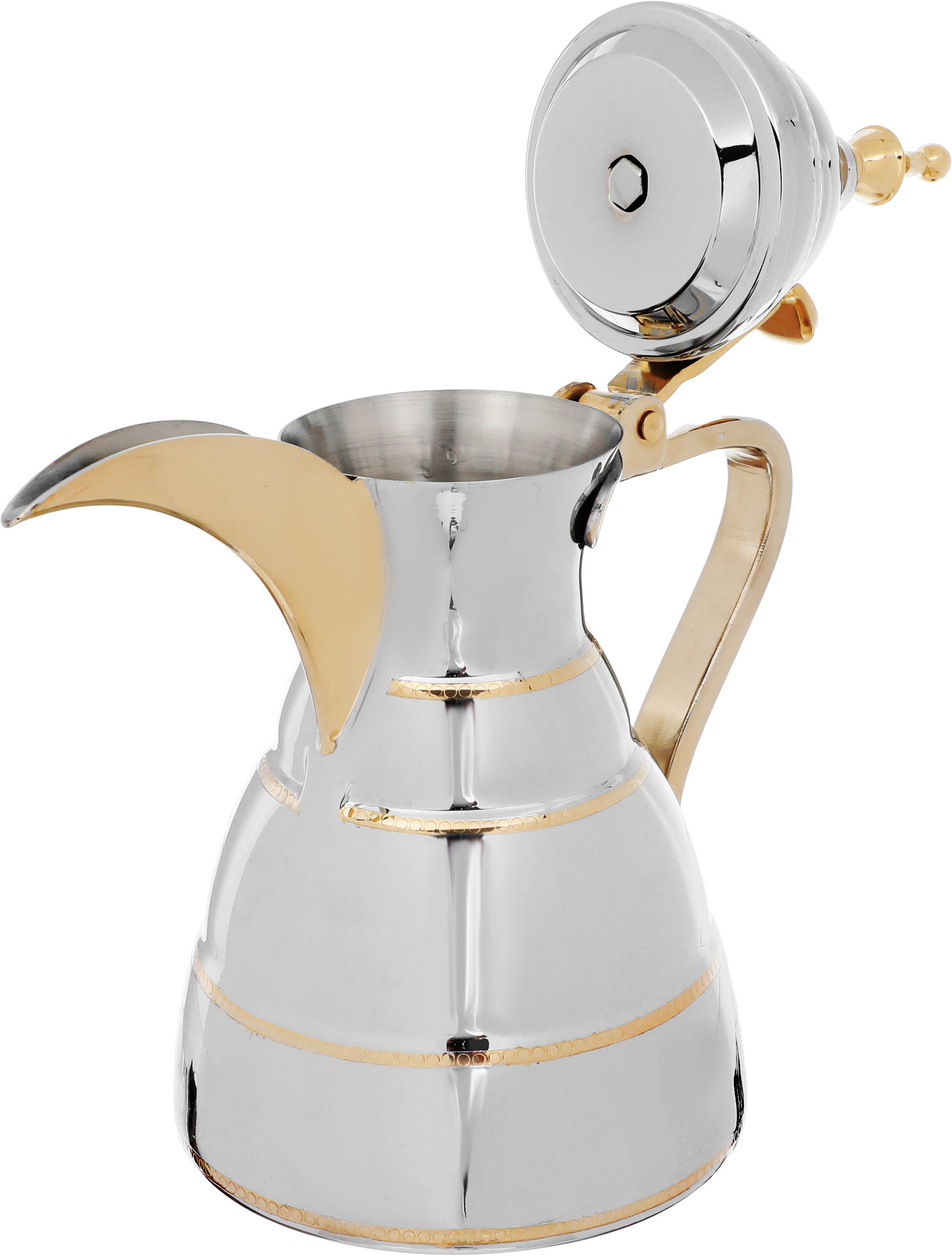 دلة الدرعية استيل بيد ذهبي السيف بلص، 0.9 لتر - فضي product image 3