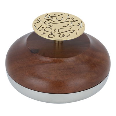 تمرية بغطاء استيل السيف غاليري، 17×17×8 سم، دائري، غطاء خشب - فضي خشبي product image 2