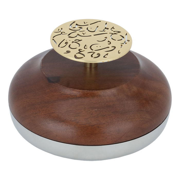 تمرية بغطاء استيل السيف غاليري، 17×17×8 سم، دائري، غطاء خشب - فضي خشبي product image 2