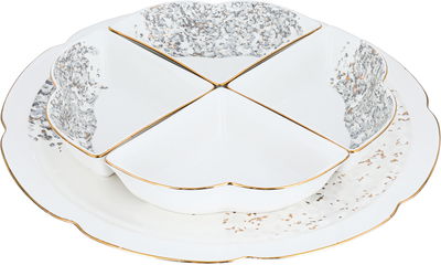Al Saif Gallery porcelain yogurt set, 4.5 inches, with round plate, 5 pieces - white product image 1