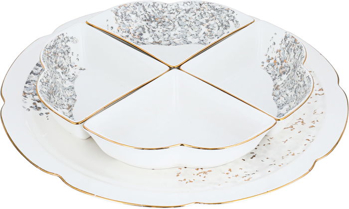 Al Saif Gallery porcelain yogurt set, 4.5 inches, with round plate, 5 pieces - white product image 1