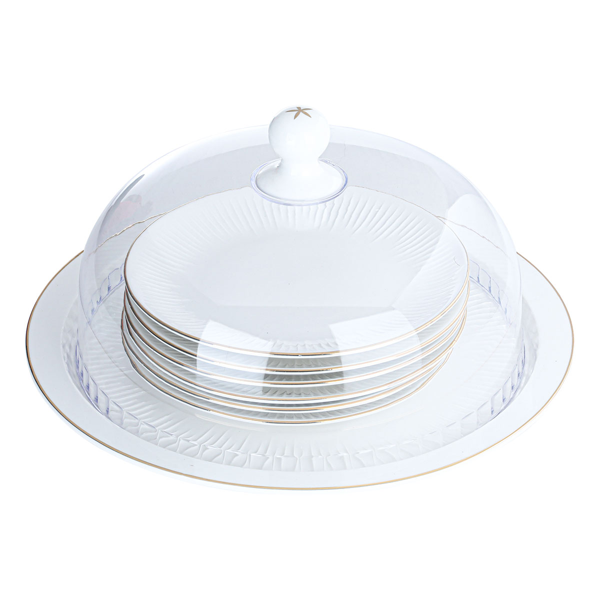 Al Saif Gallery Porcelain Cake Serving Set, 8 Pieces - Golden White product image 2