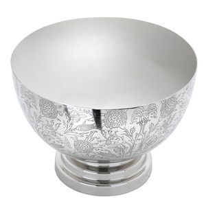 Al Saif Gallery steel bowl, 23 x 15 cm, round with base - silver product image 2