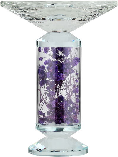 Al Saif Gallery Glass Serving Stand, Decorated With Mauve Flowers, Round, 15X15X20 Cm - Clear product image 2