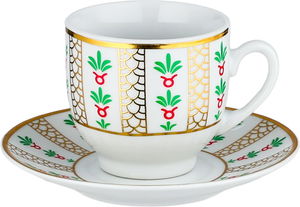 طقم فناجين قهوة تركي سيراميك، صحون، 11 سم، 12 قطعة، مشجر - متعدد الألوان product image 2