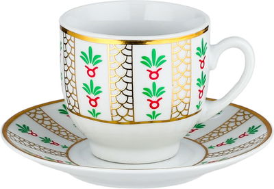 طقم فناجين قهوة تركي سيراميك، صحون، 11 سم، 12 قطعة، مشجر - متعدد الألوان product image 2