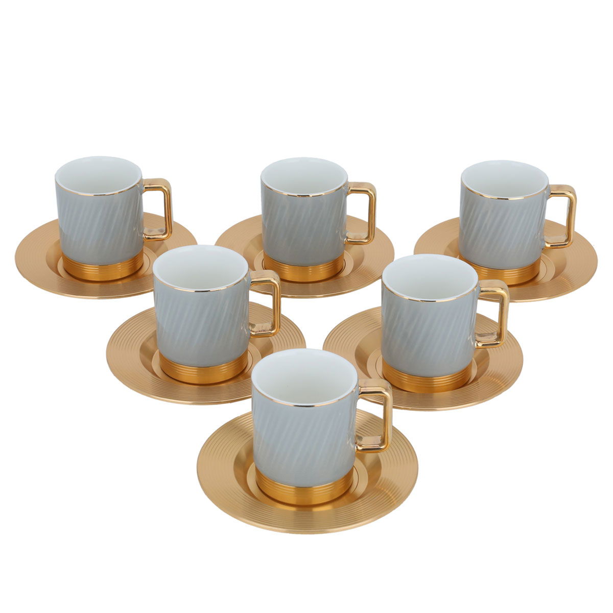 Al Saif Gallery coffee cups and saucers set, porcelain, 12 pieces - grey product image 2
