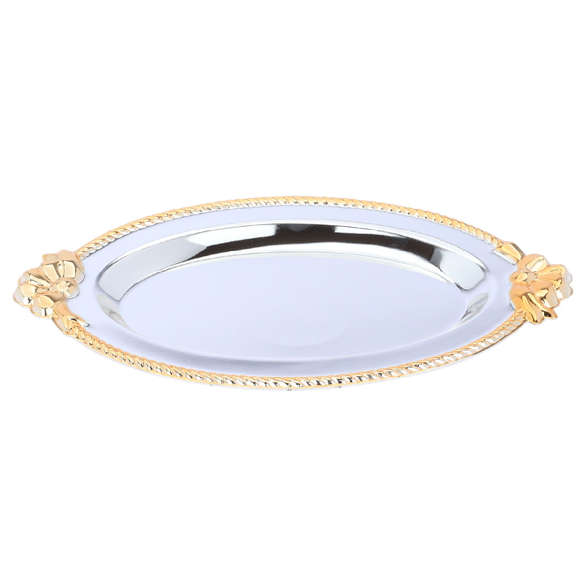 Gallery steel sweet dish with sword rim, 18x12x1 cm, small oval - silver product image 2