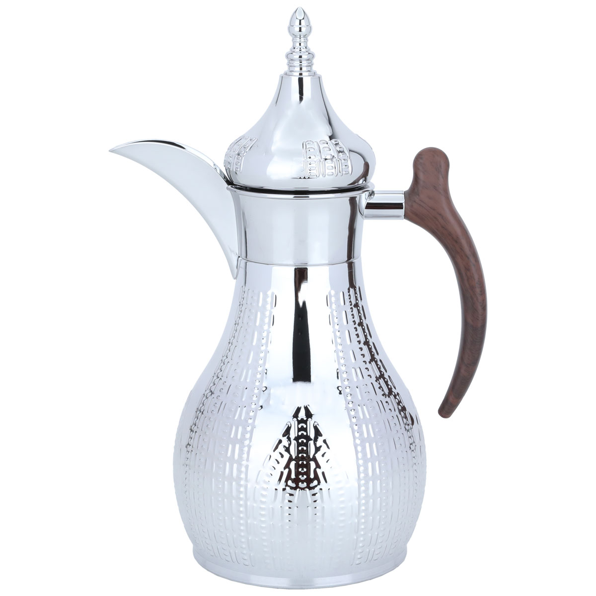 Al Saif Gallery Haila Thermos, 1.2 liters, wooden handle, steel inner case, steel outer case - silver product image 1