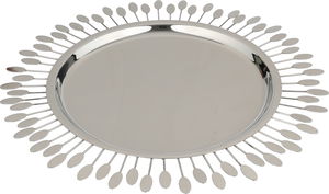 Al Saif Gallery steel dessert plate, 35 x 35 x 1.5 cm, round - silver product image