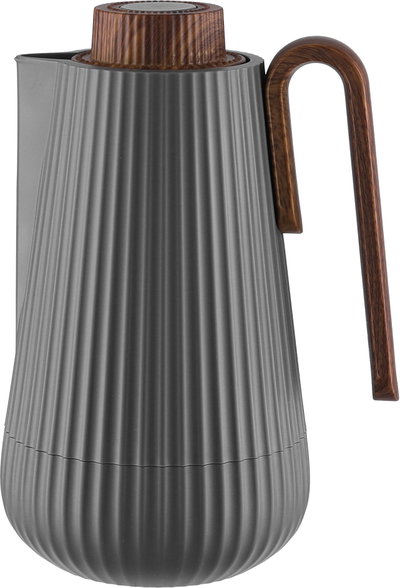 Glory Sumo Thermos, 1 liter, wooden handle, glass interior, push-button - dark gray wood finish product image 2