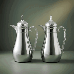 Al-Saif Gallery Al-Hanouf thermos set with tray, 3 pieces - silver product image