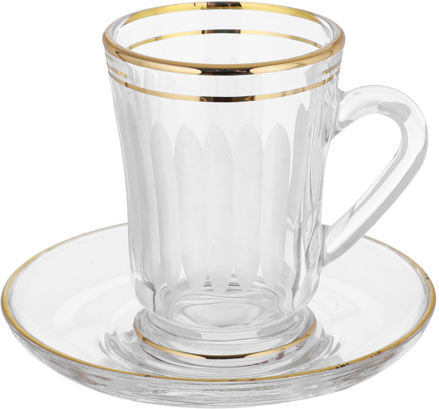 Al Saif Gallery glass tea and coffee serving set, 26 pieces, with golden lines - transparent product image 2