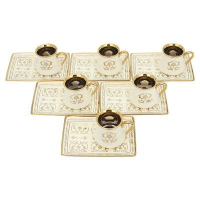 Al Saif Gallery Porcelain Arabic Coffee Cups Set, 12 Pieces - Gold Beige product image 2