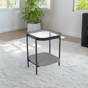 طاولة جانبية مودرن زجاج و خشب MDF، 55×45 42 سم - رمادي product image
