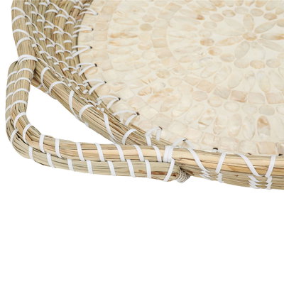 طوفرية تقديم خوص السيف غاليري، 40×40×8.6 سم، دائري - بيج أبيض product image 3
