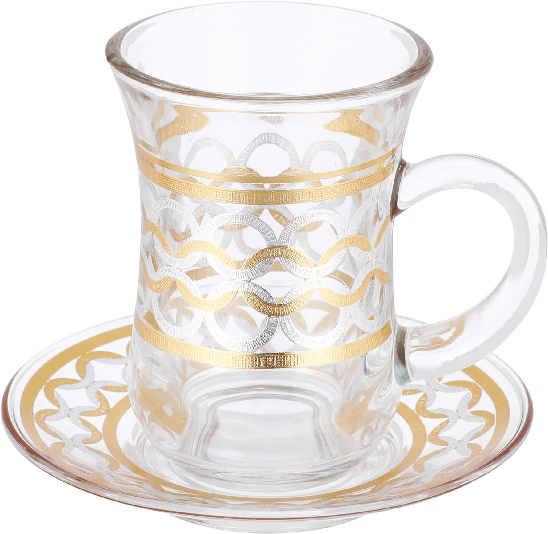 Max Glass tea and coffee serving set, 26 pieces, golden pattern - transparent product image 4