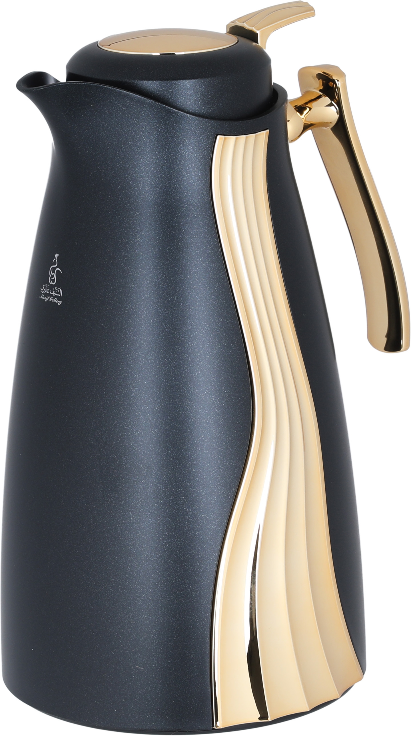 Al Saif Gallery Karma thermos set, 1 liter, 2 pieces, thermal glass inner shell, plastic outer shell - black product image 5