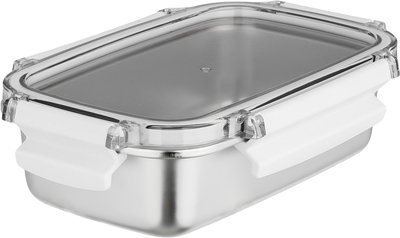 علبة تخزين ستانلس استيل الصحاح، 12x19x6 سم، غطاء بلاستيك، قفل - فضي شفاف product image 2