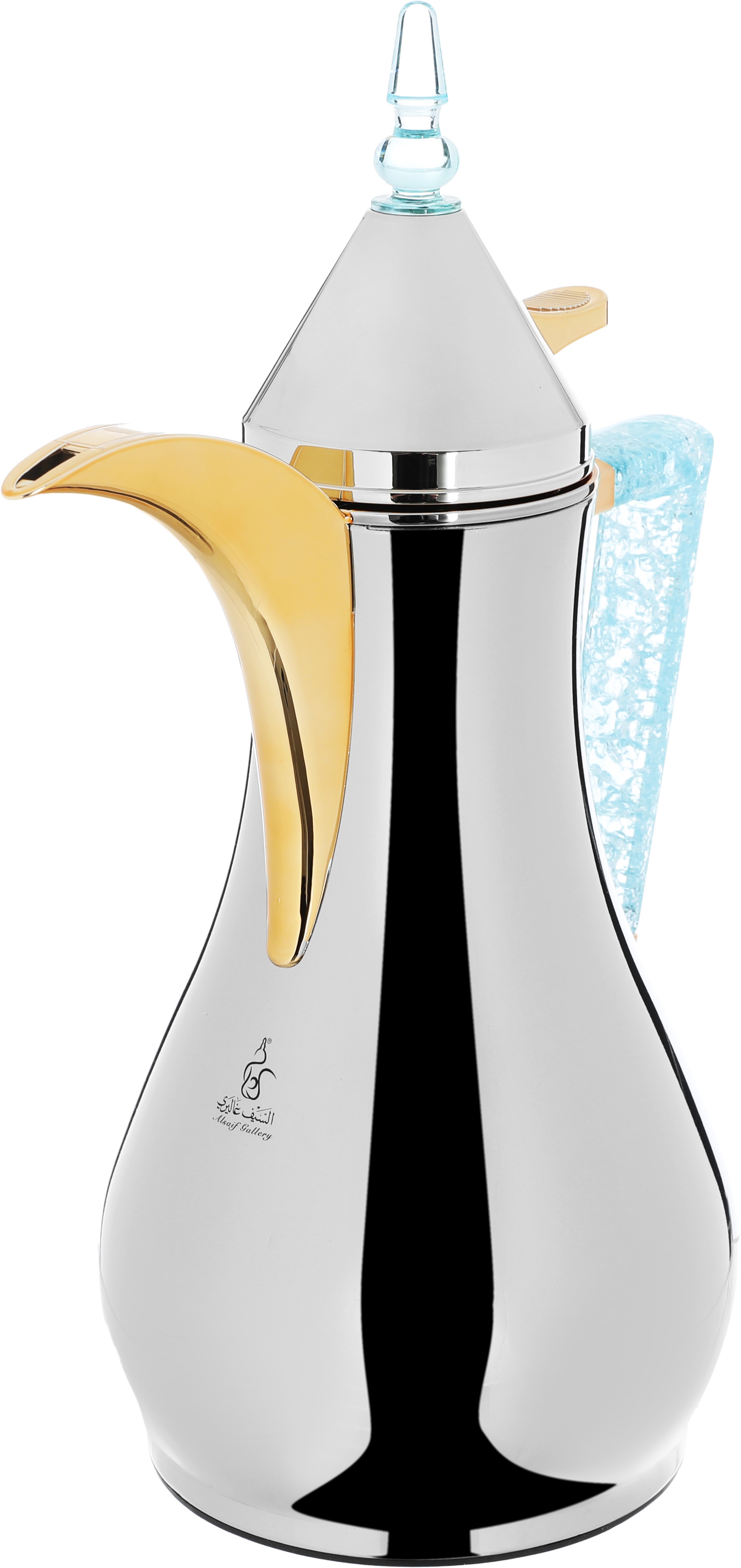 Maha Al Saif Gallery thermos set, 1 liter, crystal handle, thermal glass inner case, steel outer case - silver product image 3
