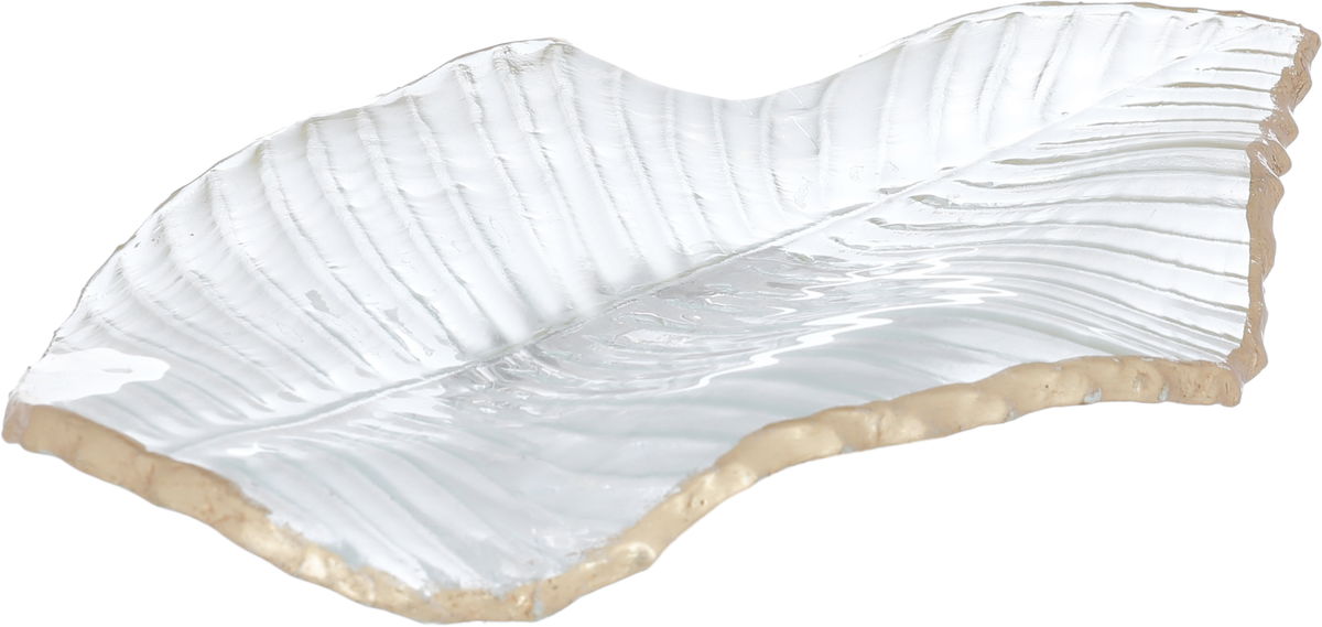 صحن حلا زجاج السيف غاليري، 2×14×23 سم، شكل ورق شجر، صغير - شفاف product image 2