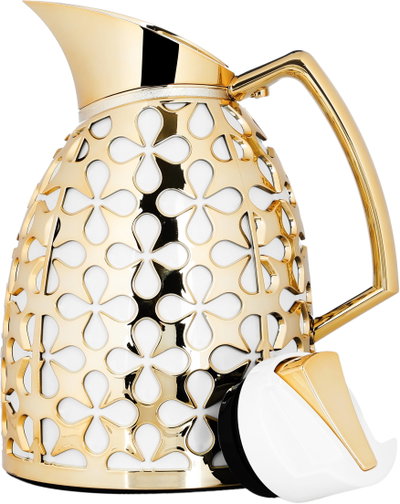 Al Saif Gallery Andalusia thermos set, 0.75/1 liter, glass inner container, plastic outer shell - white and gold product image 6