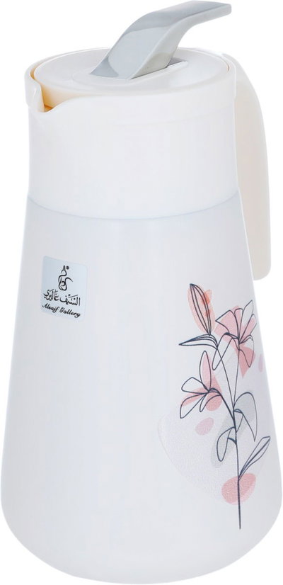 Al Saif Gallery Gloria Thermos, 1 Liter, Stainless Steel Inner Container, Stainless Steel Outer Body, Push Button - Cream product image 5