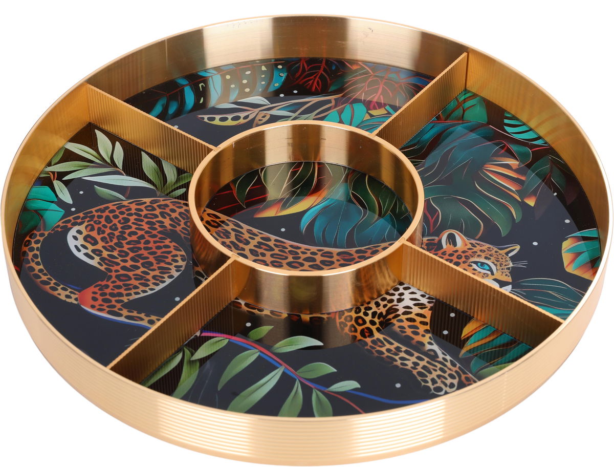 Al Saif Gallery plastic serving plate, circular, divided into five places, lid - colored product image