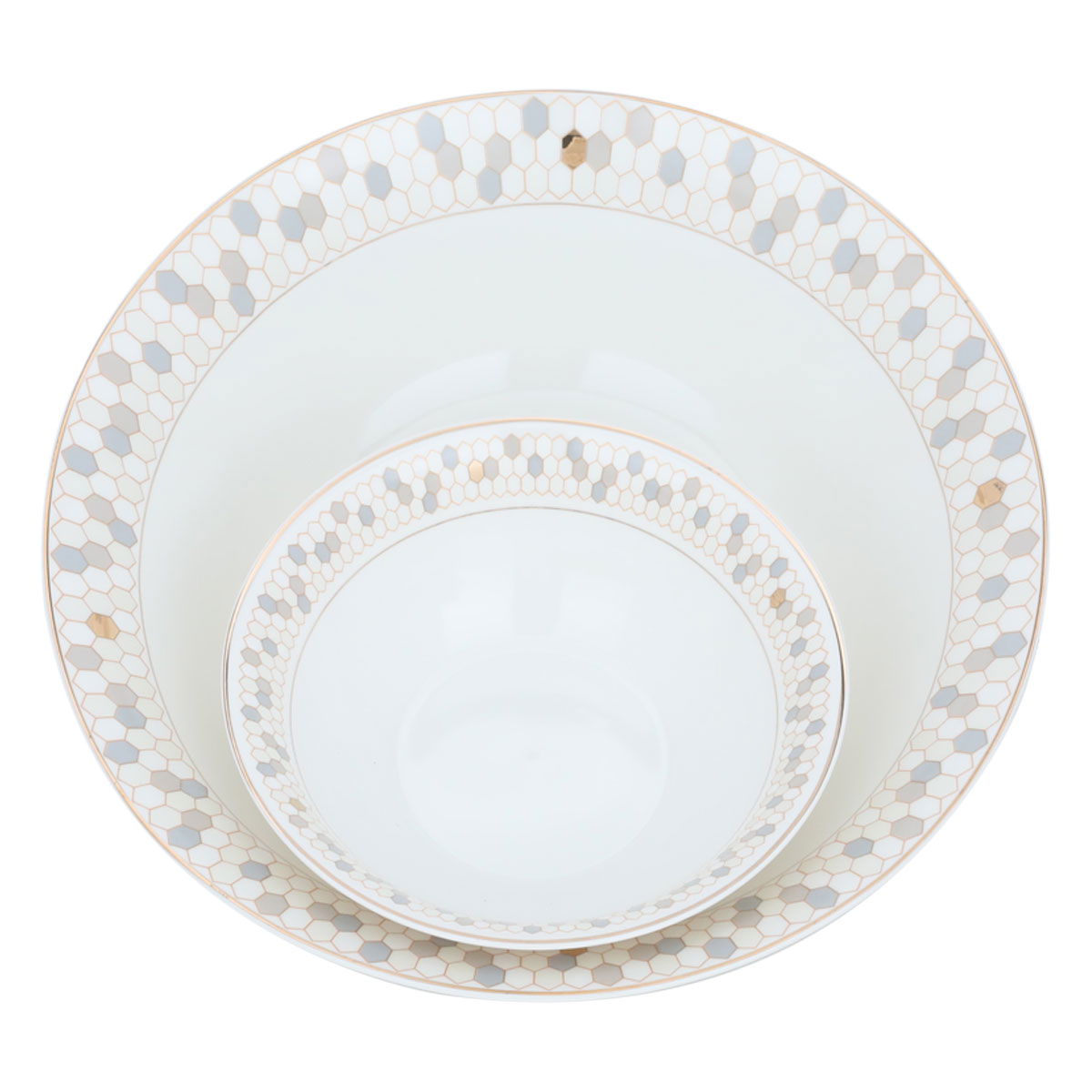 طقم سفرة بورسلان السيف غاليري، 86 قطعة، شكل سداسي - أبيض product image 3