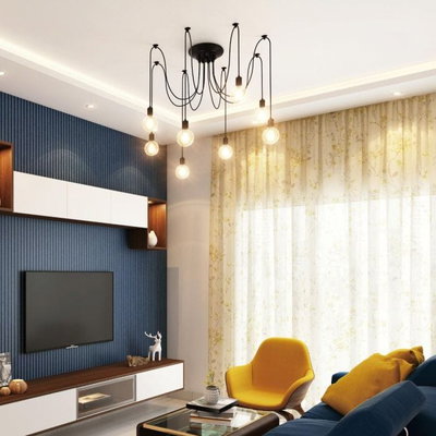 Modern aluminum chandelier, E27 bulb base, 8 bulbs - black product image 3