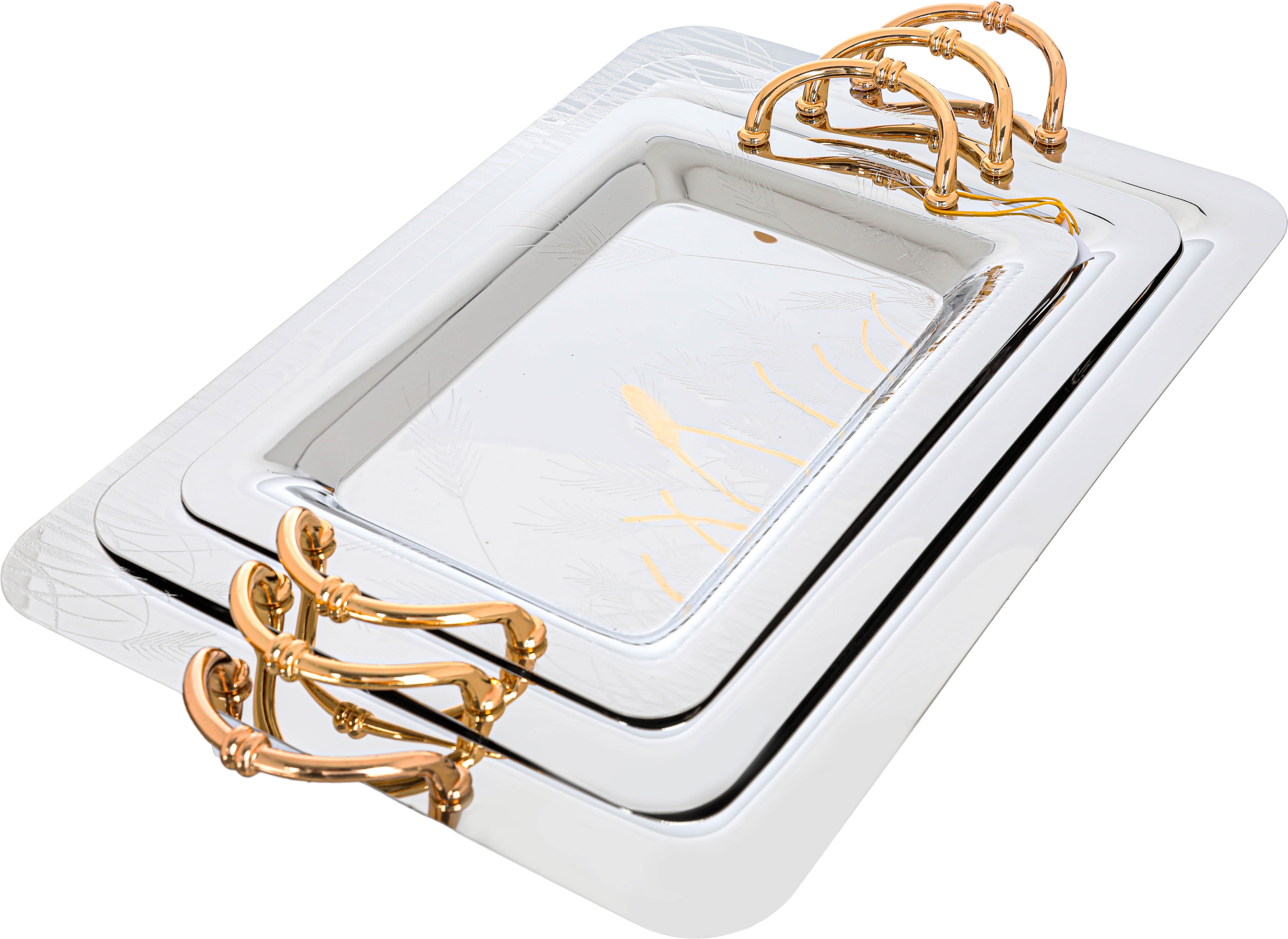 Al Saif Gallery steel topper set, 3 pieces, rectangular - silver product image