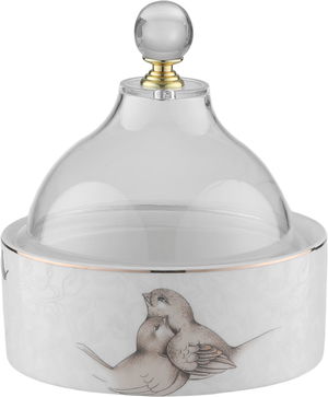 طقم تقديم شاي بورسلان + زجاج السيف غاليري، 29 قطعة، نقش عصفور - أبيض product image 2