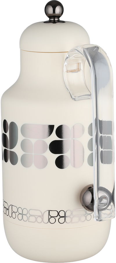 Al Saif Gallery Kkozami Thermos, 1 Liter, Glass Interior, Transparent Handle, Push-Button Lid - Cream Black product image 2